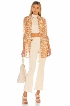 Cheapest 😍 Camila Coelho 🩱 Swimsuits & Cover-Ups Camila Coelho Myla 👕 Shirt 👗 Dress In Brown Zebra 😉 -Camila Coelho Sales COEL WD127 V4