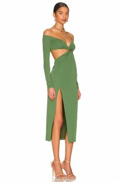 Best deal 🛒 Camila Coelho 👗 Dresses Camila Coelho Maeve Midi 👗 Dress In Basil Green ⭐ -Camila Coelho Sales COEL WD216 V2
