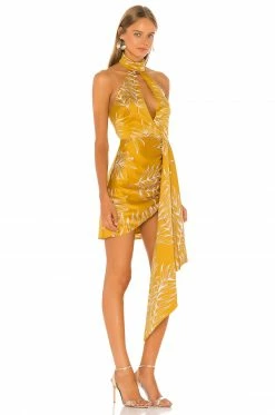 Cheap ✨ Camila Coelho 👗 Dresses Camila Coelho Antonia Mini 👗 Dress In Gold Tropical 😀 -Camila Coelho Sales COEL WD37 V2