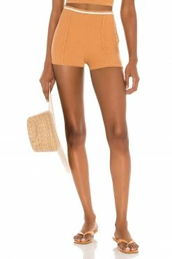 Best Pirce 😍 Camila Coelho Camila Coelho Claudine Crochet Shorts In Tan & White 👏