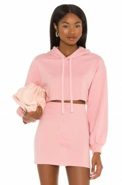 Buy 😀 Camila Coelho Sweaters & Knits Camila Coelho Laurell Crop Hoodie In Mauve 🎁