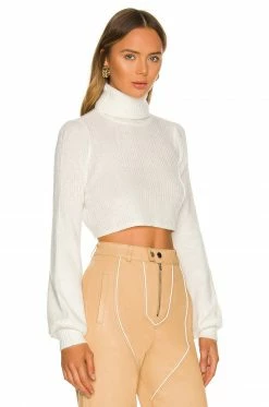 Hot Sale 🎉 Camila Coelho Sweaters & Knits Camila Coelho Cesare Cropped Sweater In White ❤️ -Camila Coelho Sales COEL WK59 V2