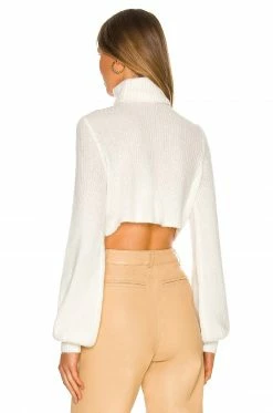 Hot Sale 🎉 Camila Coelho Sweaters & Knits Camila Coelho Cesare Cropped Sweater In White ❤️ -Camila Coelho Sales COEL WK59 V3