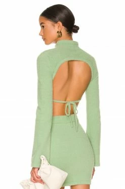 Outlet ✨ Camila Coelho Sweaters & Knits Camila Coelho Raquel Cropped Sweater In Light Green 👏