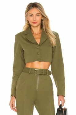 Buy 🌟 Camila Coelho Jackets & 🧥 Coats Camila Coelho Leticia Jacket In Olive Green 🤩