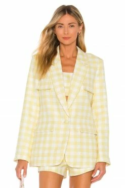 Hot Sale 🎉 Camila Coelho Jackets & 🧥 Coats Camila Coelho Dona Blazer In Yellow & White 🎉 -Camila Coelho Sales COEL WO22 V2