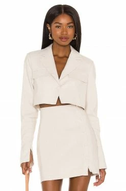 Promo ⌛ Camila Coelho Jackets & 🧥 Coats Camila Coelho Tessa Crop Blazer In Nude ✔️