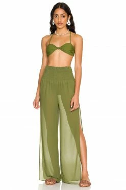 Promo 🧨 Camila Coelho Camila Coelho Nana Pants In Sage Green 🛒 -Camila Coelho Sales COEL WP51 V4