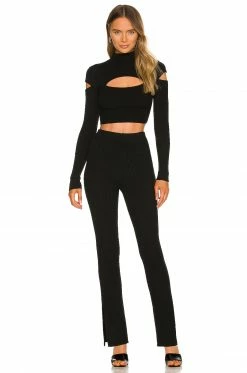 Best deal 🔔 Camila Coelho Pants Camila Coelho Titus Knit Pant In Black 😉 -Camila Coelho Sales COEL WP54 V4