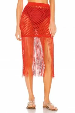 Cheapest ⌛ Camila Coelho 👗 Skirts Camila Coelho Ipanema Crochet 👗 Skirt In Coral Red 🥰
