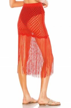 Cheapest ⌛ Camila Coelho 👗 Skirts Camila Coelho Ipanema Crochet 👗 Skirt In Coral Red 🥰 -Camila Coelho Sales COEL WQ1 V3