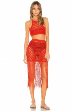 Cheapest ⌛ Camila Coelho 👗 Skirts Camila Coelho Ipanema Crochet 👗 Skirt In Coral Red 🥰 -Camila Coelho Sales COEL WQ1 V4