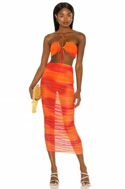 Best Sale ⭐ Camila Coelho 👗 Skirts Camila Coelho Kelly Maxi 👗 Skirt In Orange Tie Dye 🤩 -Camila Coelho Sales COEL WQ65 V4