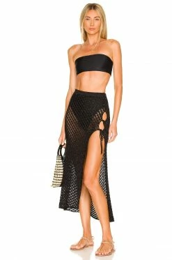 Deals 🛒 Camila Coelho 🩱 Swimsuits & Cover-Ups Camila Coelho Offshore Midi 👗 Skirt In Black 😍 -Camila Coelho Sales COEL WQ93 V4