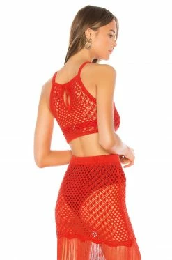 Hot Sale 🤩 Camila Coelho 🩱 Swimsuits & Cover-Ups Camila Coelho Ipanema Crochet Top In Coral Red 🎁 -Camila Coelho Sales COEL WS10 V3