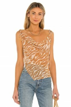 Best Pirce 🥰 Camila Coelho Tops Camila Coelho Tati Cowl Cami In Brown Zebra ⭐