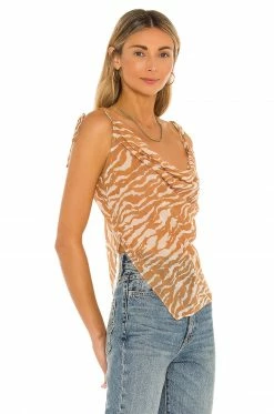 Best Pirce 🥰 Camila Coelho Tops Camila Coelho Tati Cowl Cami In Brown Zebra ⭐ 8 Best Pirce 🥰 Camila Coelho Tops Camila Coelho Tati Cowl Cami In Brown Zebra ⭐ -Camila Coelho Sales COEL WS117 V2