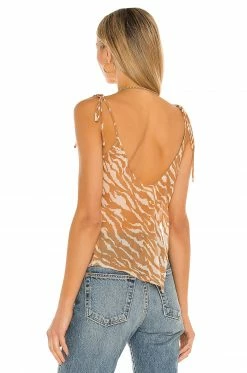 Best Pirce 🥰 Camila Coelho Tops Camila Coelho Tati Cowl Cami In Brown Zebra ⭐ 10 Best Pirce 🥰 Camila Coelho Tops Camila Coelho Tati Cowl Cami In Brown Zebra ⭐ -Camila Coelho Sales COEL WS117 V4