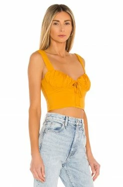Best Pirce 💯 Camila Coelho Tops Camila Coelho Daisy Top In Tangerine Orange 🧨 -Camila Coelho Sales COEL WS124 V2