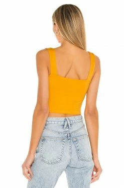 Best Pirce 💯 Camila Coelho Tops Camila Coelho Daisy Top In Tangerine Orange 🧨 -Camila Coelho Sales COEL WS124 V3