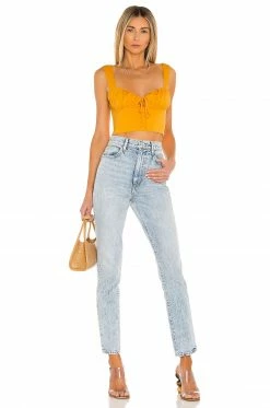 Best Pirce 💯 Camila Coelho Tops Camila Coelho Daisy Top In Tangerine Orange 🧨 -Camila Coelho Sales COEL WS124 V4