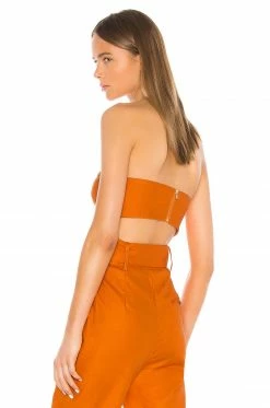 Outlet 🔥 Camila Coelho Tops Camila Coelho Josephina Crop Top In Desert Orange ✔️ -Camila Coelho Sales COEL WS12 V3