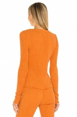Buy 😀 Camila Coelho Tops Camila Coelho Tais Long Sleeve Top In Sunset Orange 🛒 -Camila Coelho Sales COEL WS133 V3
