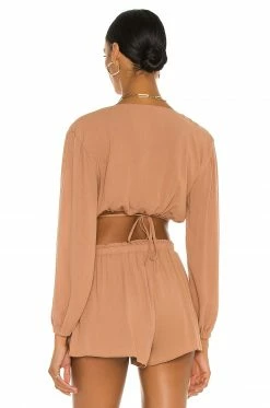 New 🤩 Camila Coelho Tops Camila Coelho Hattie Top In Taupe 😀 -Camila Coelho Sales COEL WS137 V3