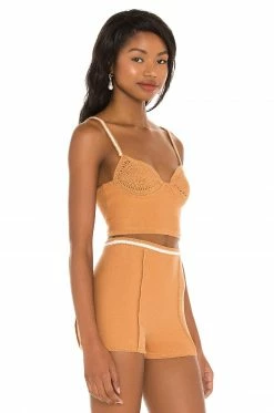 Buy 🧨 Camila Coelho Tops Camila Coelho Claudine Crochet Top In Tan & White 🥰 -Camila Coelho Sales COEL WS141 V2