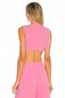 Best Sale 👏 Camila Coelho Tops Camila Coelho Devon Crop Top In Hot Pink 🔥 -Camila Coelho Sales COEL WS145 V3