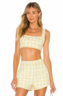 Discount 💯 Camila Coelho Tops Camila Coelho Clarisse Top In Yellow & White ✔️