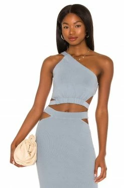 Wholesale 👍 Camila Coelho Tops Camila Coelho Dominic Top In Muted Blue 😀