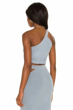 Wholesale 👍 Camila Coelho Tops Camila Coelho Dominic Top In Muted Blue 😀 -Camila Coelho Sales COEL WS155 V3