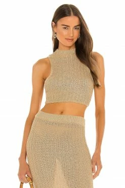 Outlet 🔥 Camila Coelho Tops Camila Coelho Cleo Top In Gold Flax 👍