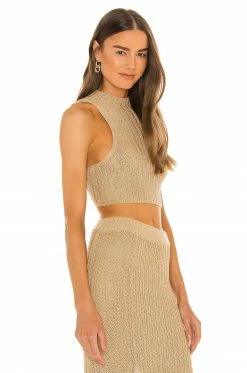 Outlet 🔥 Camila Coelho Tops Camila Coelho Cleo Top In Gold Flax 👍 -Camila Coelho Sales COEL WS162 V2