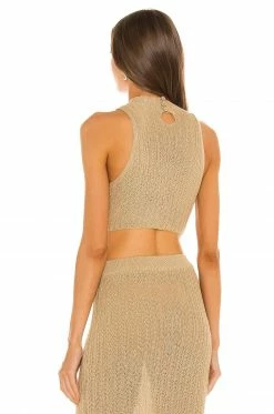 Outlet 🔥 Camila Coelho Tops Camila Coelho Cleo Top In Gold Flax 👍 -Camila Coelho Sales COEL WS162 V3