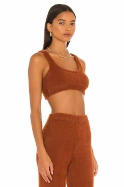 Top 10 ⭐ Camila Coelho Tops Camila Coelho Alondra Crop In Chocolate 🌟 -Camila Coelho Sales COEL WS170 V2