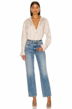 Budget 🎁 Camila Coelho Tops Camila Coelho Kristiana Oversized 👚 Shirt In Beige 😀 -Camila Coelho Sales COEL WS175 V4