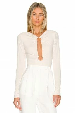 New 😀 Camila Coelho Tops Camila Coelho Reyes Bodysuit In Beige 👍