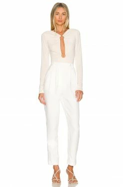 New 😀 Camila Coelho Tops Camila Coelho Reyes Bodysuit In Beige 👍 -Camila Coelho Sales COEL WS176 V5