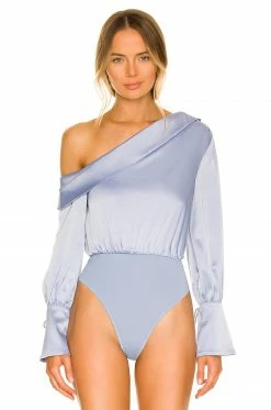 Flash Sale 🛒 Camila Coelho Tops Camila Coelho Adriana Bodysuit In Dusty Blue 🧨 -Camila Coelho Sales COEL WS183 V2