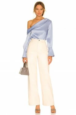 Flash Sale 🛒 Camila Coelho Tops Camila Coelho Adriana Bodysuit In Dusty Blue 🧨 -Camila Coelho Sales COEL WS183 V5