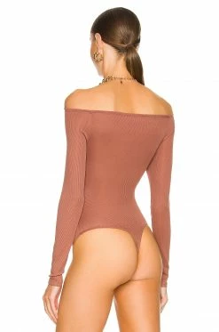 Wholesale 💯 Camila Coelho Tops Camila Coelho Shaelle Bodysuit In Brick Mauve 😉 -Camila Coelho Sales COEL WS184 V4