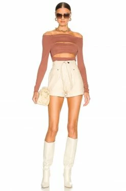 Wholesale 💯 Camila Coelho Tops Camila Coelho Shaelle Bodysuit In Brick Mauve 😉 -Camila Coelho Sales COEL WS184 V5