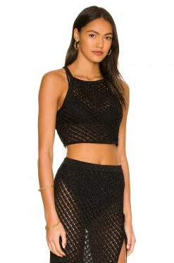 Discount 🔔 Camila Coelho 🩱 Swimsuits & Cover-Ups Camila Coelho Offshore Crop In Black ✨ -Camila Coelho Sales COEL WS189 V2