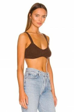Outlet 🔔 Camila Coelho Tops Camila Coelho Adelie Knit Bra In Chocolate 🔔 -Camila Coelho Sales COEL WS192 V2