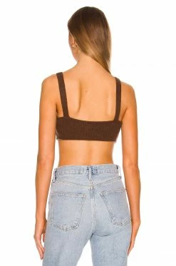 Outlet 🔔 Camila Coelho Tops Camila Coelho Adelie Knit Bra In Chocolate 🔔 -Camila Coelho Sales COEL WS192 V3