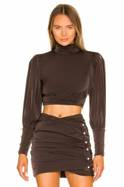 Best deal 🔔 Camila Coelho Tops Camila Coelho Kristen Top In Chocolate Brown ⌛ -Camila Coelho Sales COEL WS194 V2
