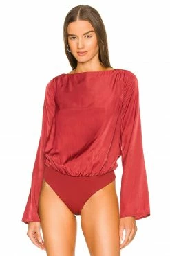Discount 🎉 Camila Coelho Tops Camila Coelho Amoura Bodysuit In Burgundy 🤩 -Camila Coelho Sales COEL WS205 V2