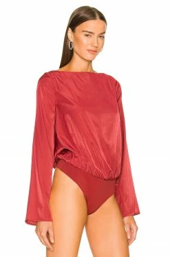Discount 🎉 Camila Coelho Tops Camila Coelho Amoura Bodysuit In Burgundy 🤩 -Camila Coelho Sales COEL WS205 V3